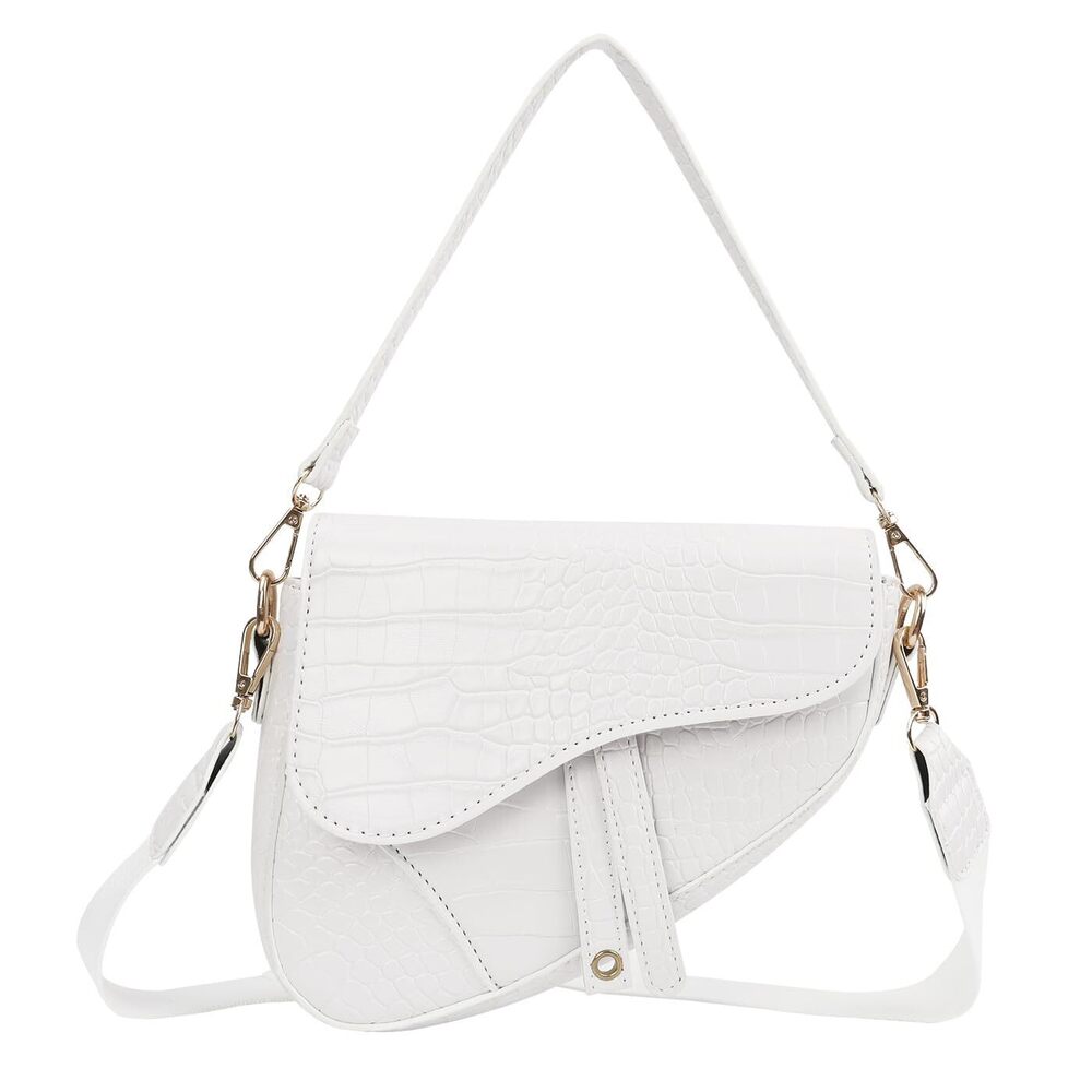 2230 Saddle Shaped Convertible Shoulder Bag Trendy PU Leather Clutch